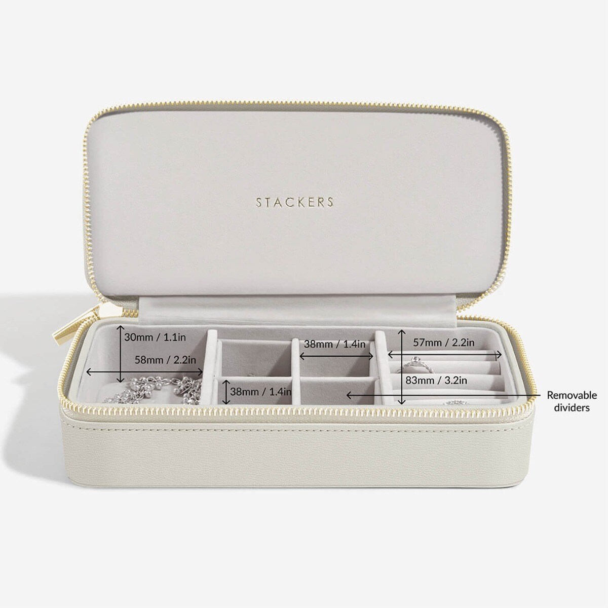Pudełko podróżne na biżuterię Travel Large Stackers jasnobeżowe