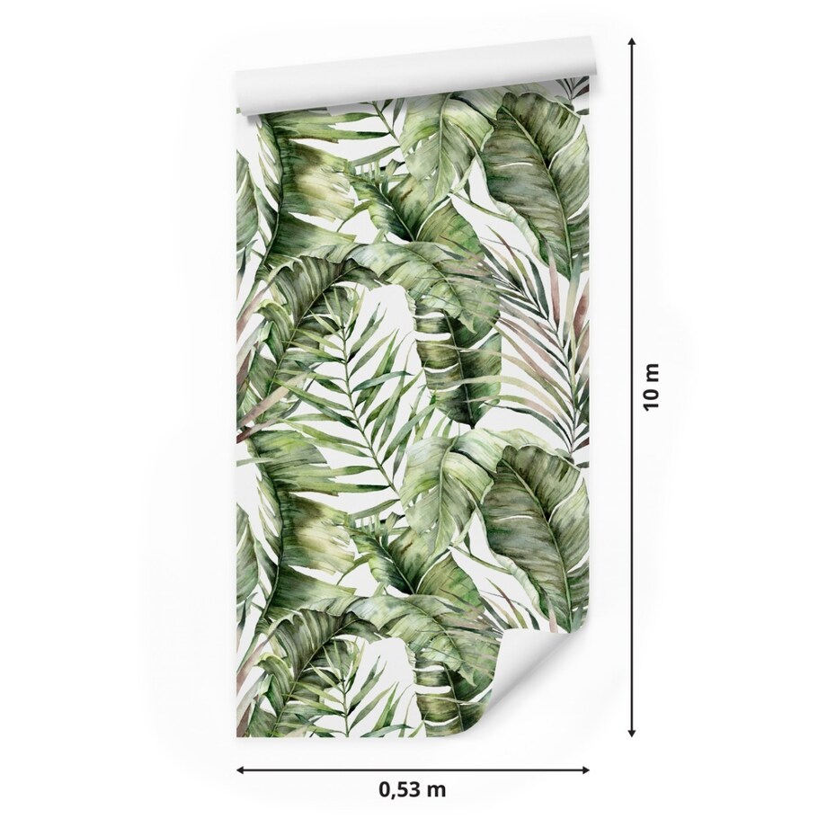 Tapeta LIŚCIE Bananowca Palmy Akwarela