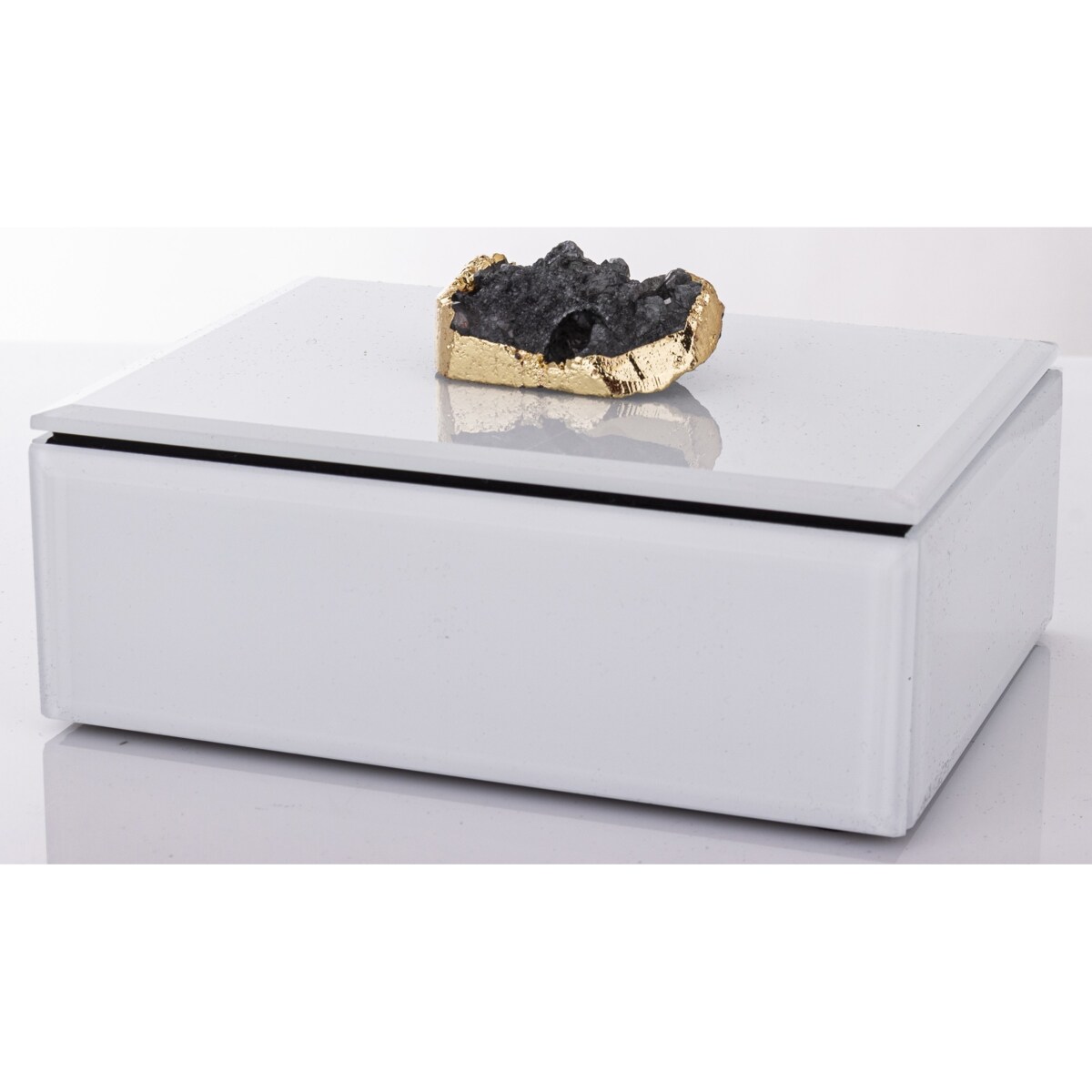 Szkatułka szklana na biżuterię 16x12x8,5 cm DEKOR AGAT biała