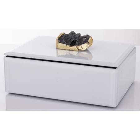 Szkatułka szklana na biżuterię 16x12x8,5 cm DEKOR AGAT biała