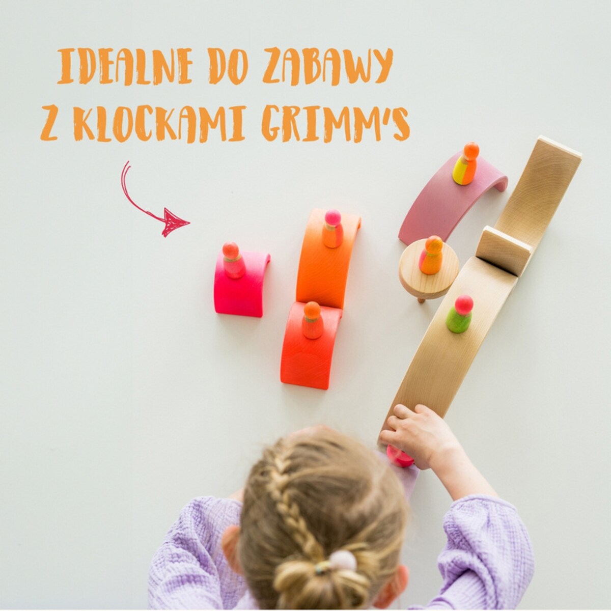 Drewniane figurki Przyjaciele do zabawy dla dzieci 3 szt. Neon Pink Grimm's