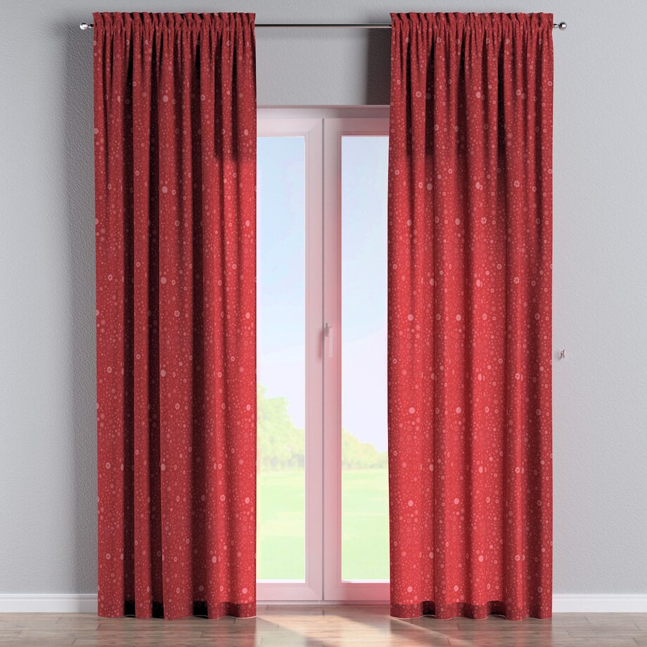 Zasłona na kanale z grzywką 1 szt. 130x245 czerwony