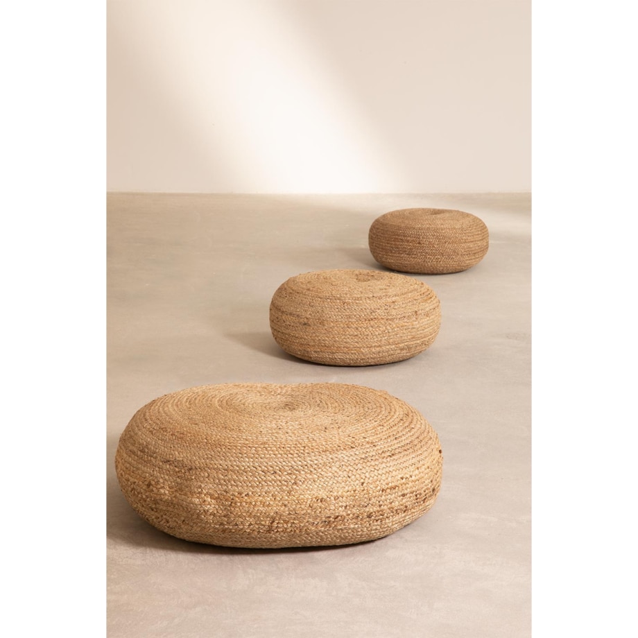 Pufa poducha na podłogę z juty hand-made Ø80 cm