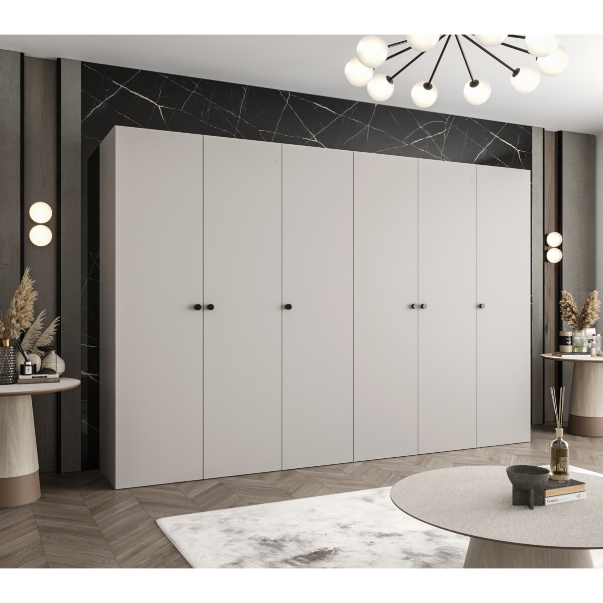 Szafa uchylna otwierana PARMA 1 300 wys. 202 cm Kaszmir + u. Czarny