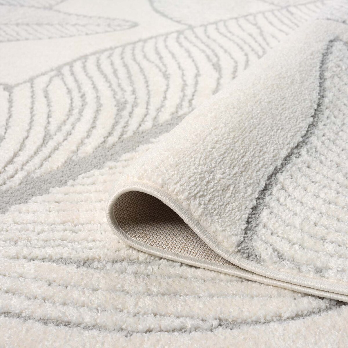 Dywan nowoczesny z liśćmi Lounia 6290 Szary Krem 140x200