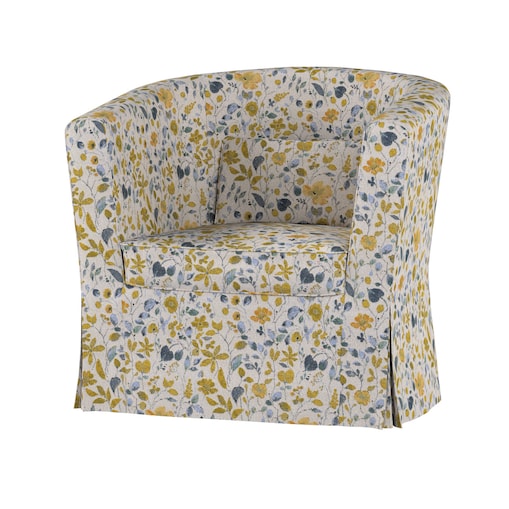 Pokrowiec na fotel Ektorp Tullsta, żółto-niebieskie kwiaty na kremowym tle, 79 x 69 x 78 cm, Cosy Home
