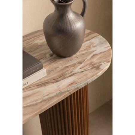 Konsola z marmuru i drewna mango 110x45 cm Norma