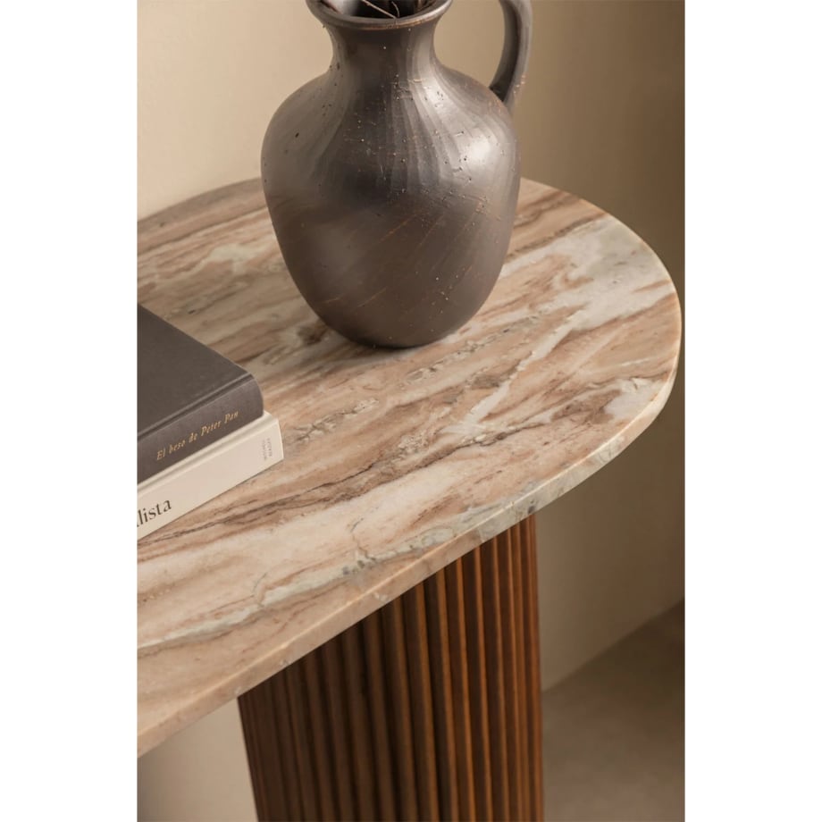 Konsola z marmuru i drewna mango 110x45 cm Norma