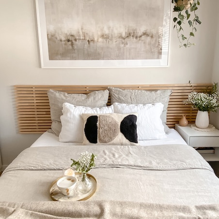 Komplet pościeli lnianej Linen 220x200cm natural, 220 x 200 cm / 2 x 70 x 80 cm