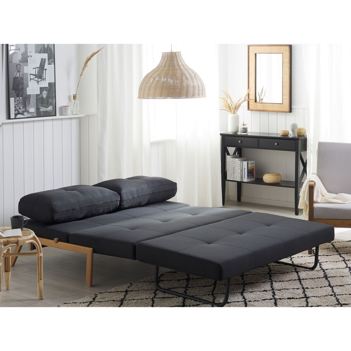 Sofa rozkładana czarna EDLAND