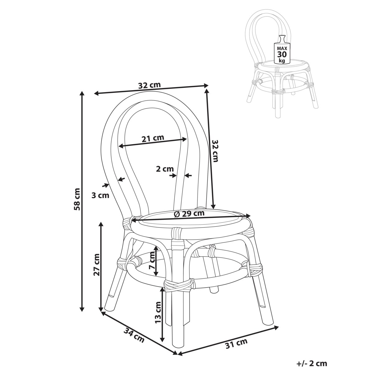 Krzesło rattanowe dla dzieci różowe KALIVIA