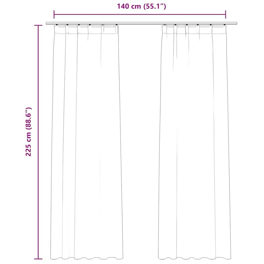 vidaXL Zasłony z haczykami, 2 szt., aksamitne, granatowe, 140x225 cm