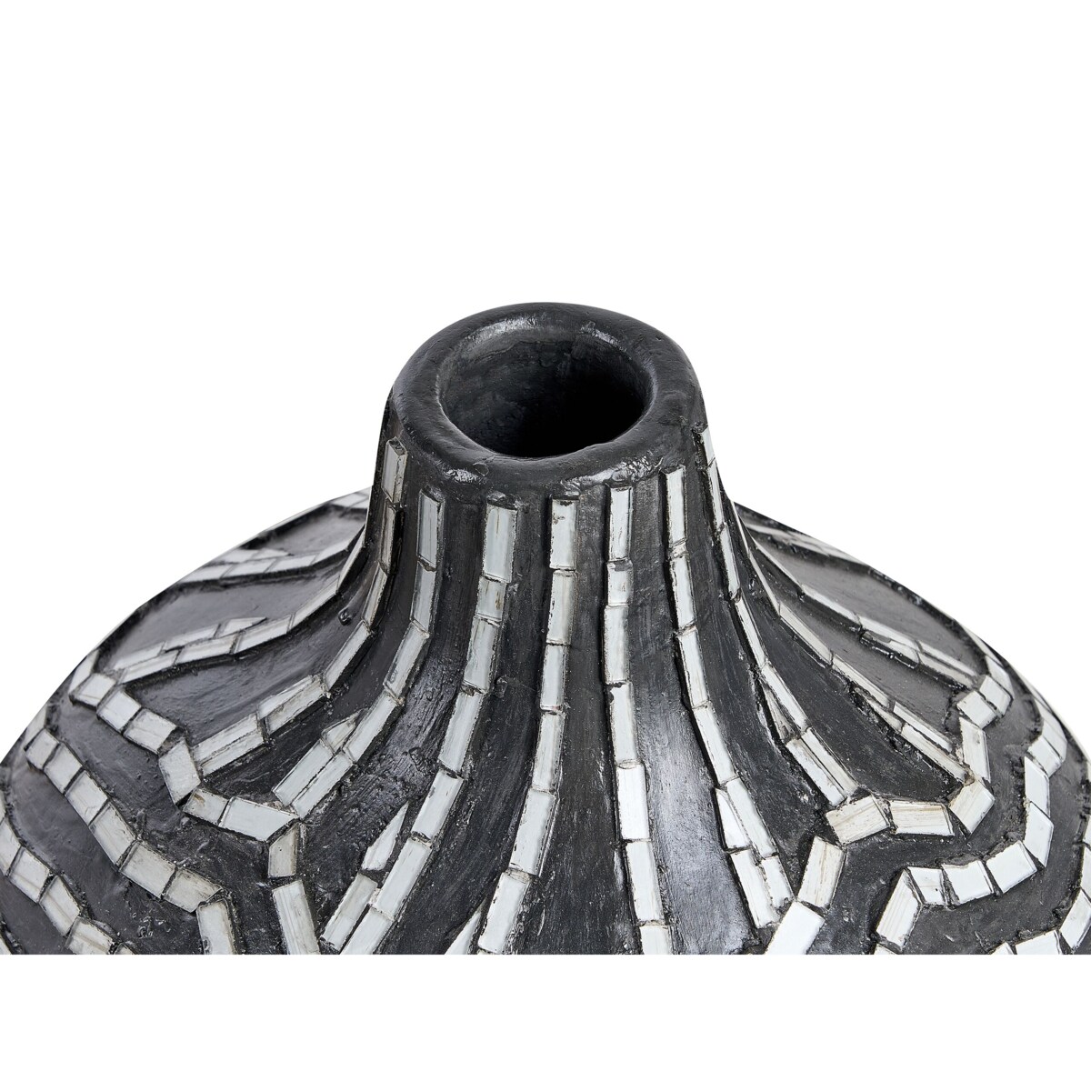Wazon dekoracyjny z terakoty 35 cm czarno-biały KUALU