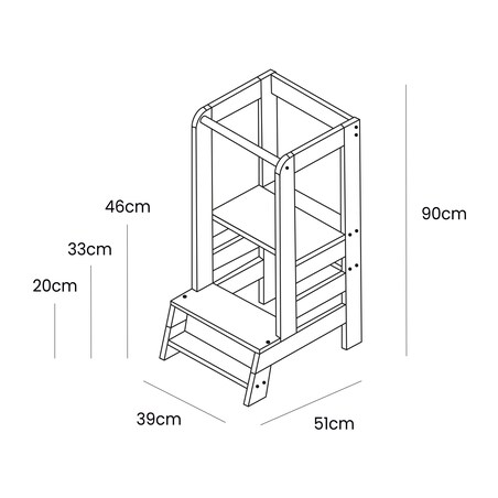 Kitchen Helper Drewniany Pomocnik Kuchenny dla Dziecka, Czarny-Naturalny