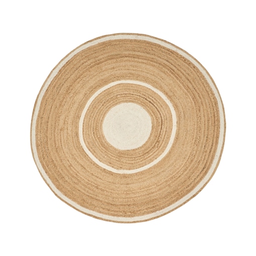 Dywan okrągły z juty 140 cm beżowo-biały HALFELI