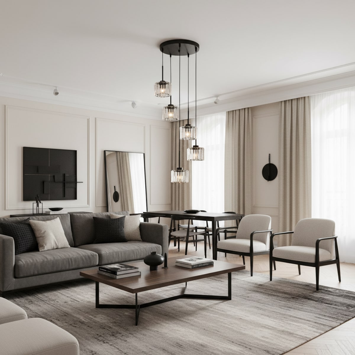 lampa wisząca kaskadowa edylit nowoczesna do salonu