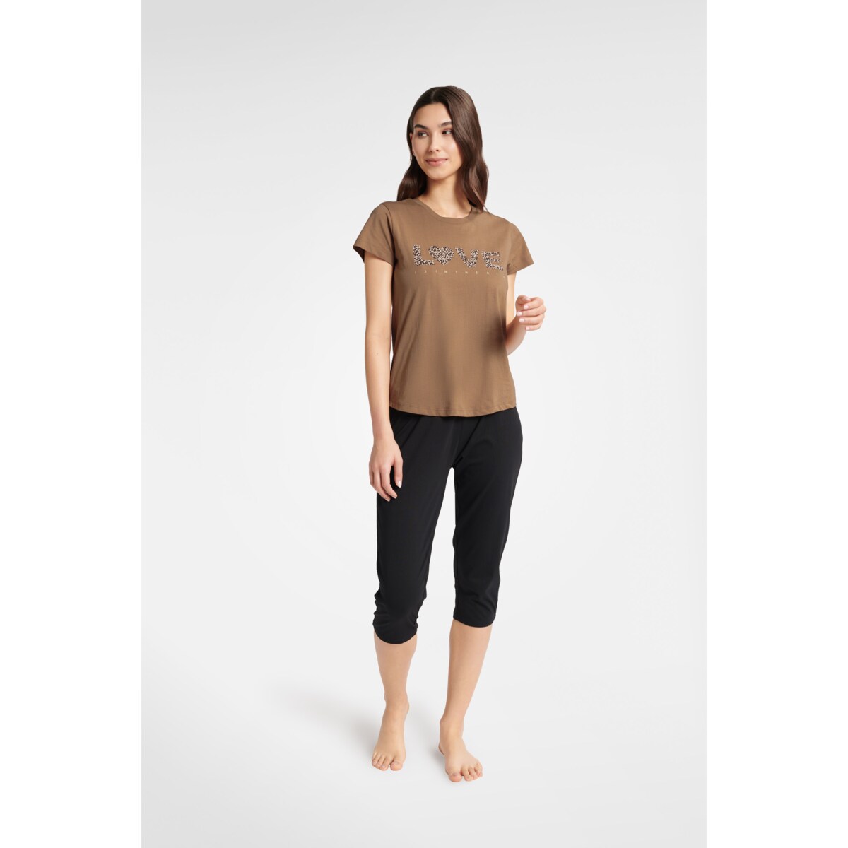 Piżama Boutique 40615-88X Karmelowo-Czarny Karmelowo-Czarny, S