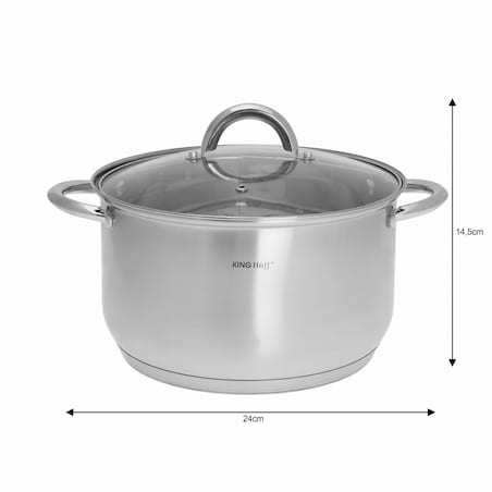 Zestaw garnków stalowych na indukcję 10 ele. 2.1/2.1/2.9/3.9/6.6L garnki komplet KINGHOFF Silver