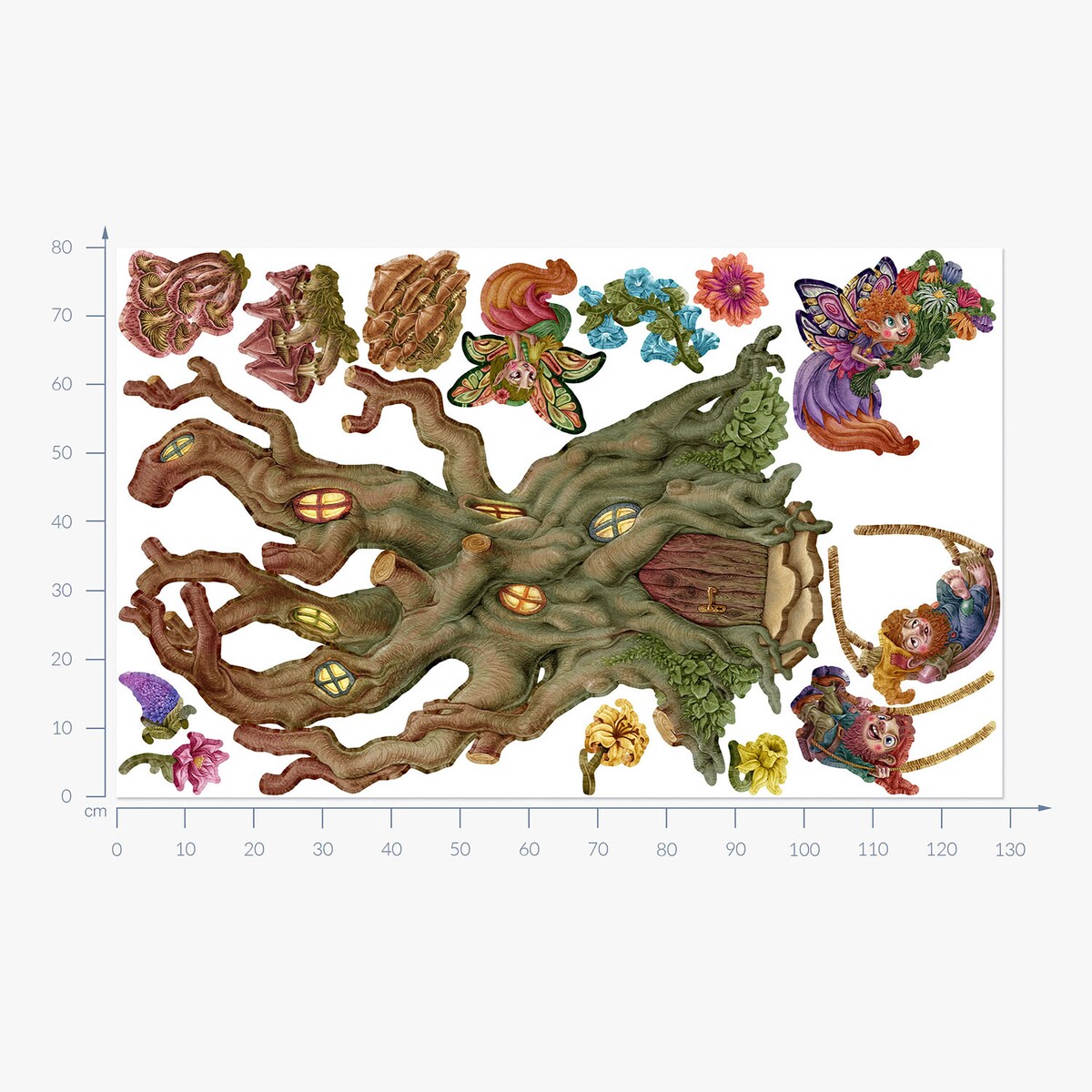 Zestaw naklejek na ścianę, Wróżkowy las, 80cm