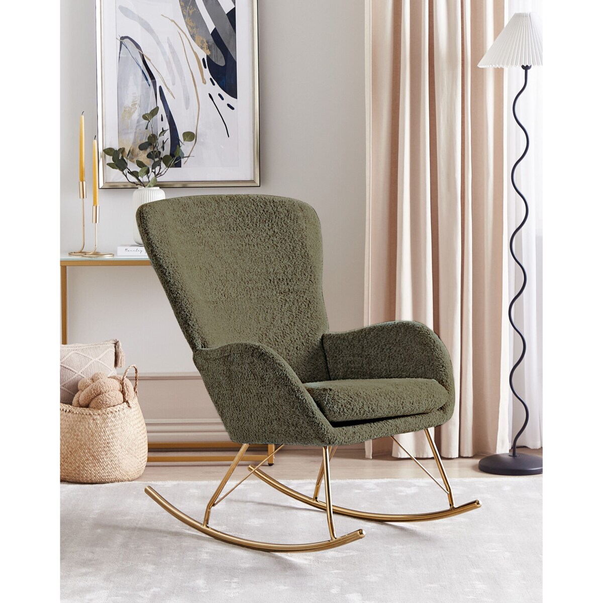 Fotel bujany boucle zielony OULU