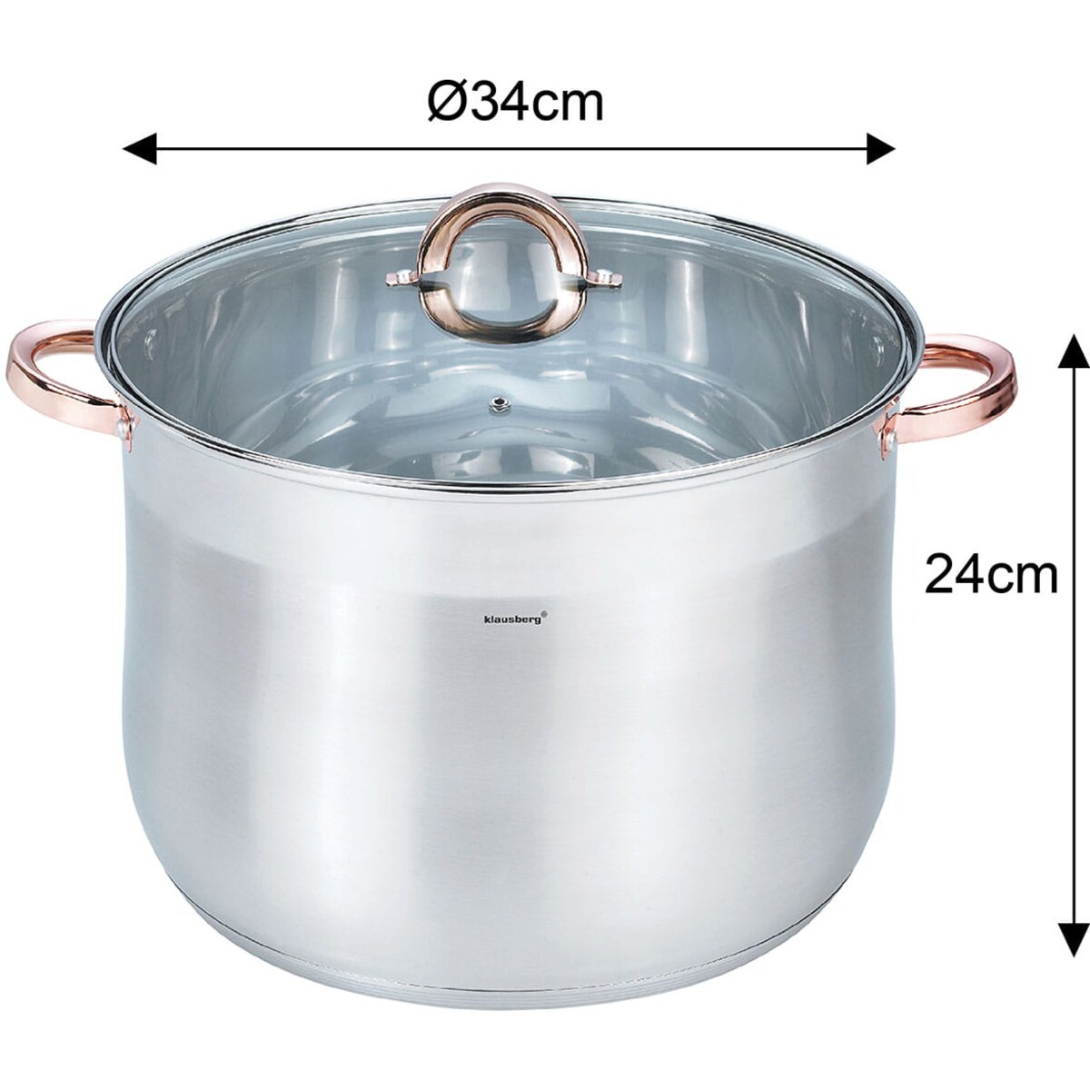 Garnek stalowy gastronomiczny duży 22.4L 34cm Rose Gold KLAUSBERG