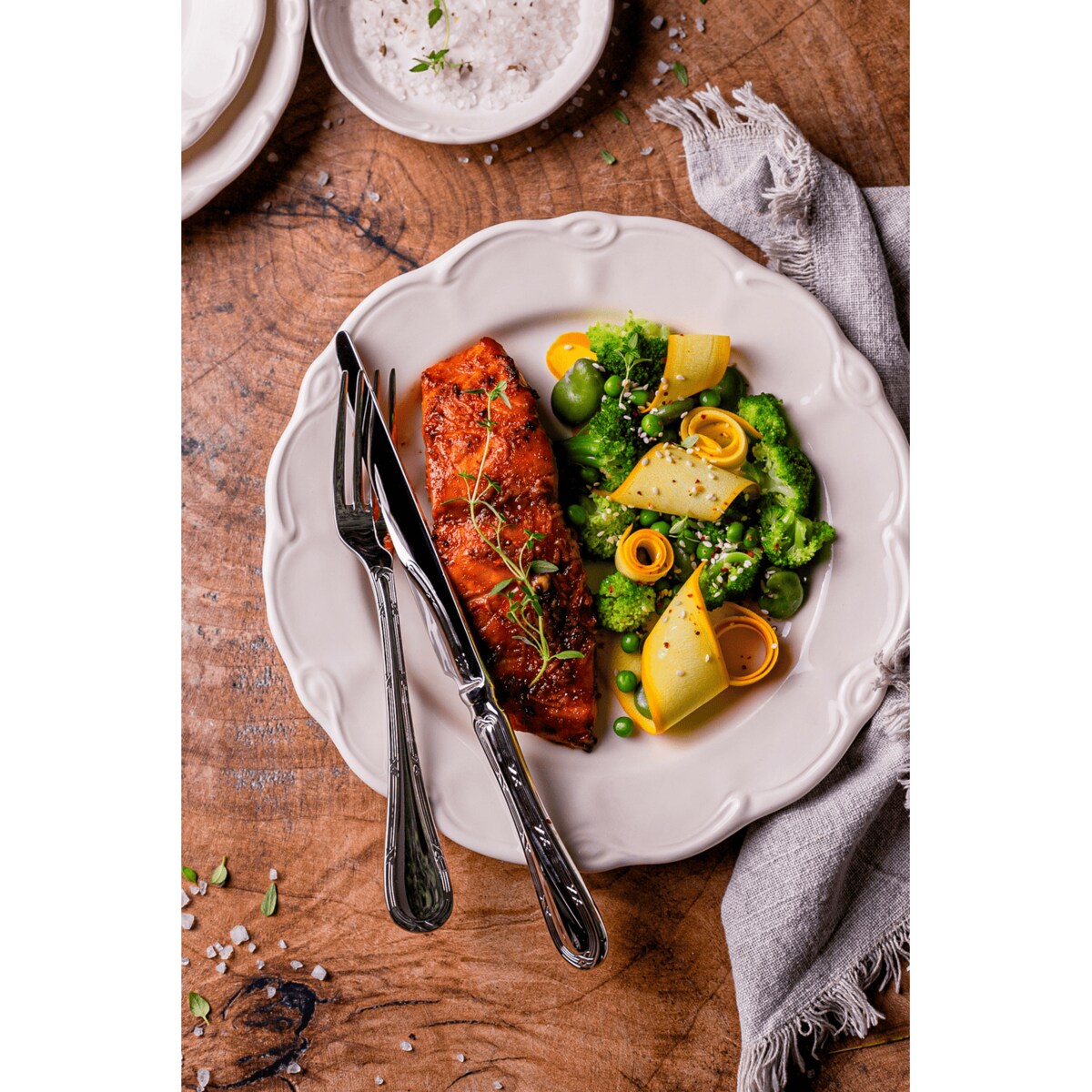 Sztućce srebrne Hibana 24 szt. Japońska stal 18/10 SUS304 Ręcznie polerowane Połysk Ze zdobieniami