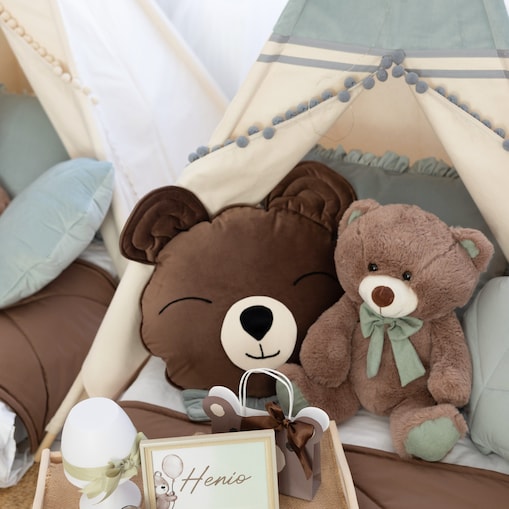 Poduszka miś - duża poducha velvet ciemny brąz