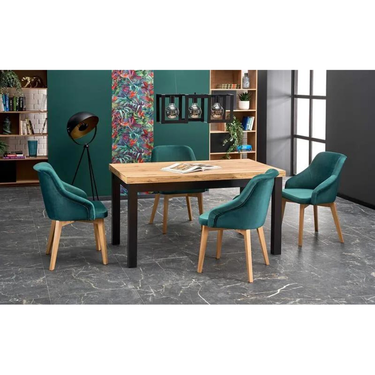 Stół rozkładany TIAGO 140(220)x80 dąb/czarny