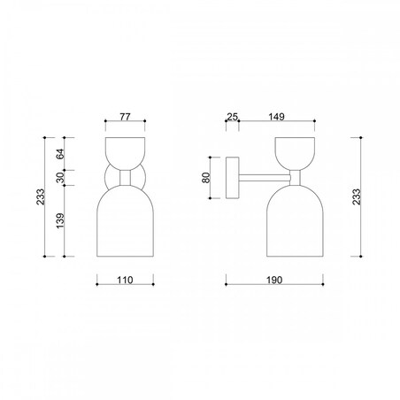 SUPURU biała lampa ścienna / kinkiet z mosiężną rurką
