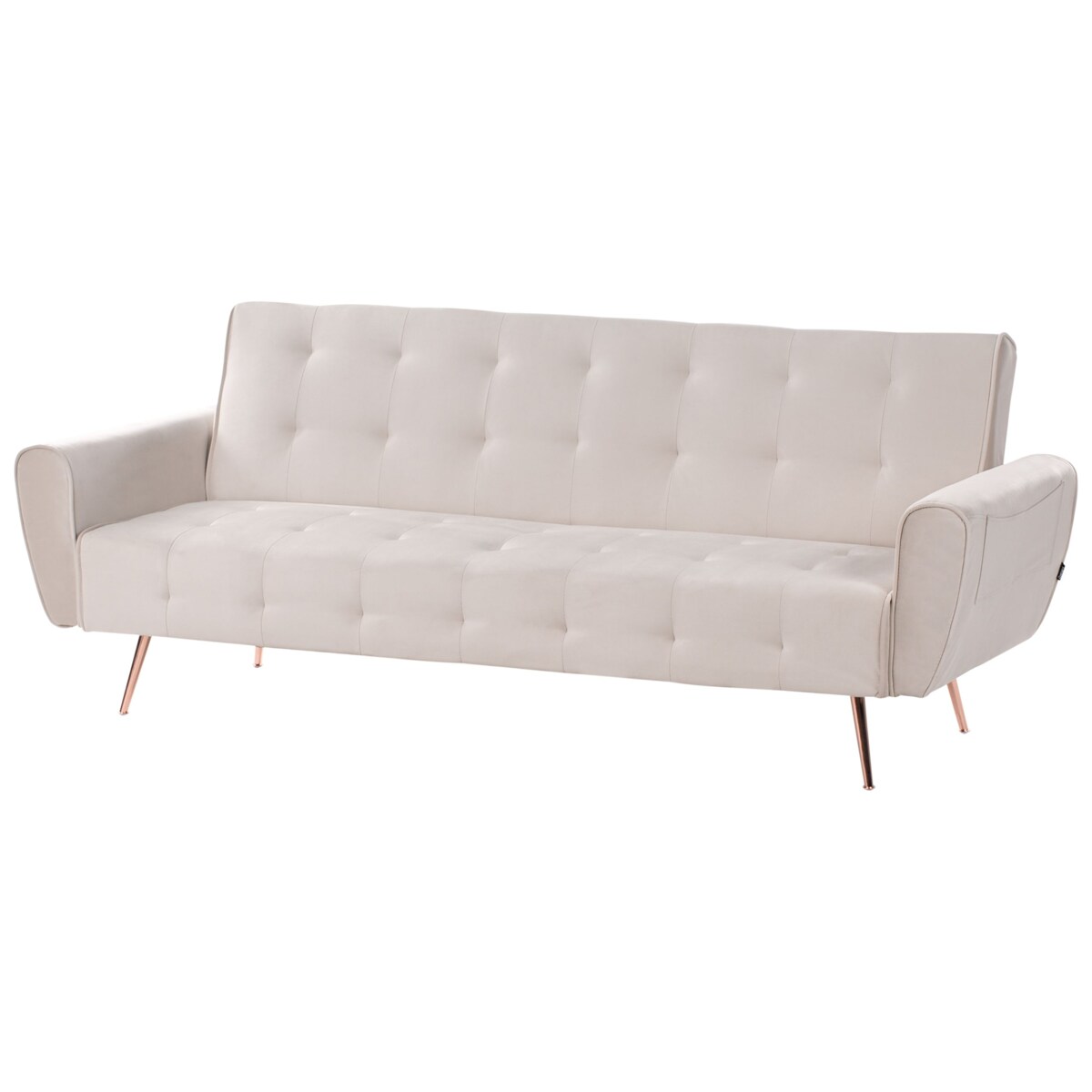 Sofa rozkładana welurowa beżowa SELNES