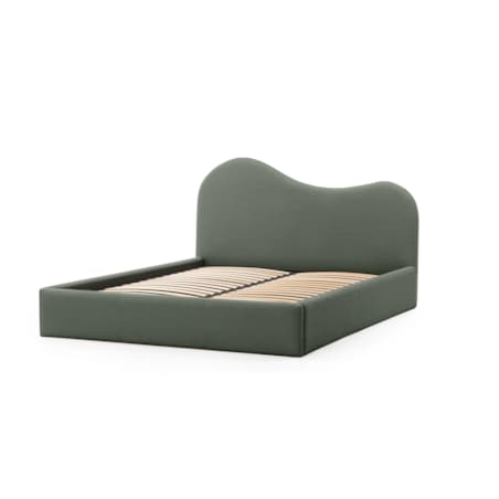 Łóżko tapicerowane 160x200 cm ciemnozielone bouclé Vibo