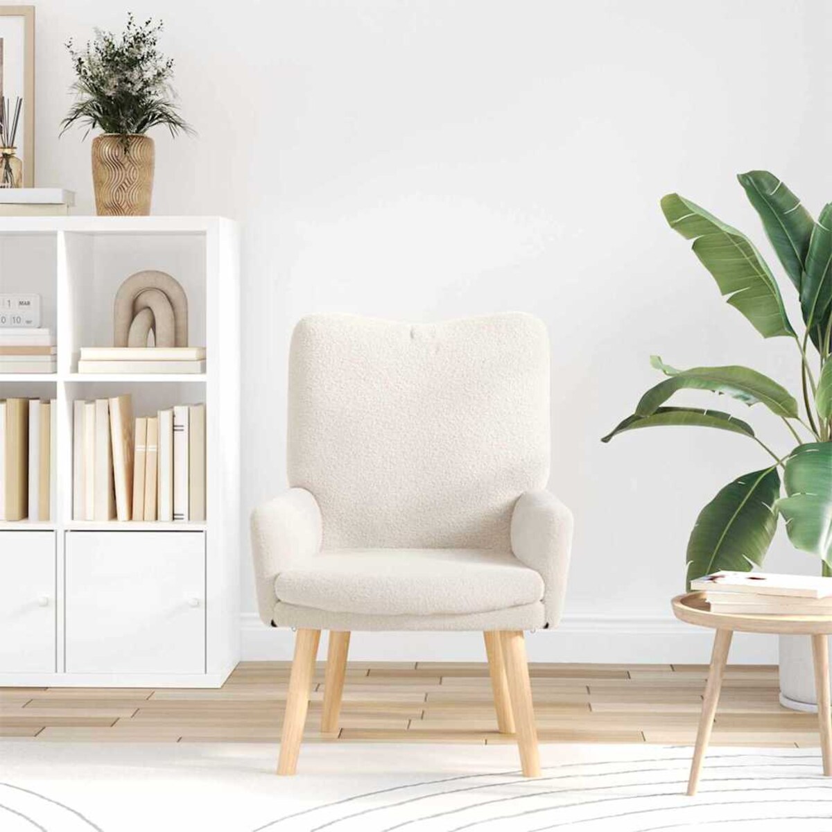 vidaXL Fotel relaksacyjny Kremowy 63 x 67 x 94 cm tkanina