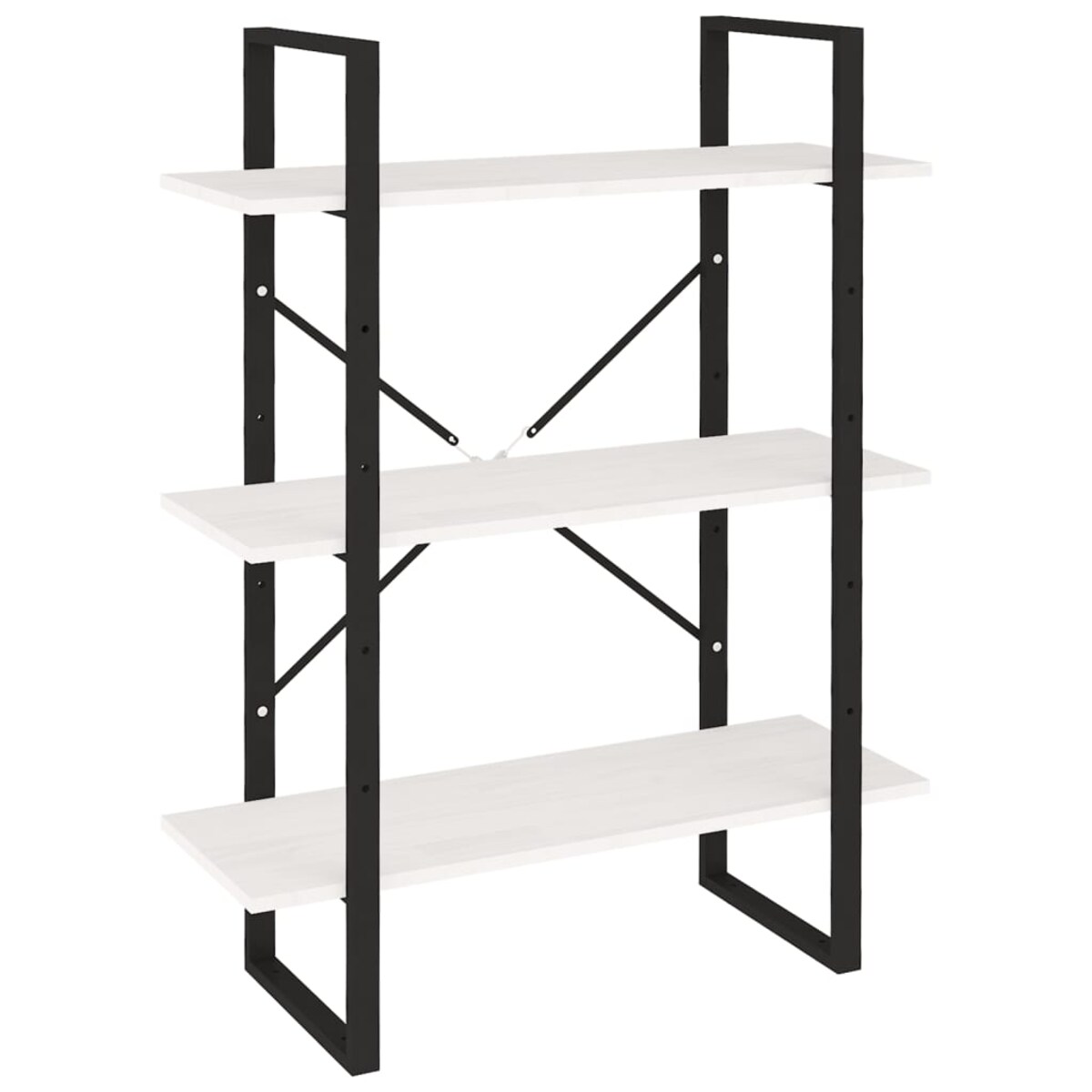 vidaXL 3-poziomowy regał na książki, biały, 80x30x105 cm, lita sosna