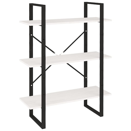 vidaXL 3-poziomowy regał na książki, biały, 80x30x105 cm, lita sosna