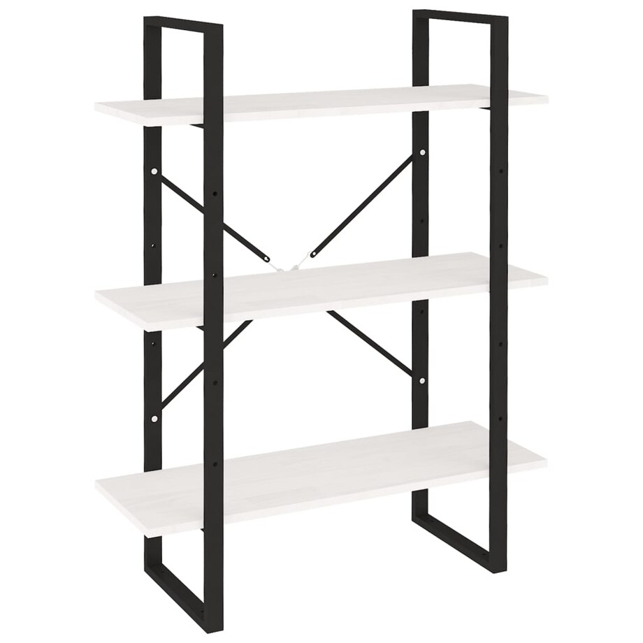 vidaXL 3-poziomowy regał na książki, biały, 80x30x105 cm, lita sosna