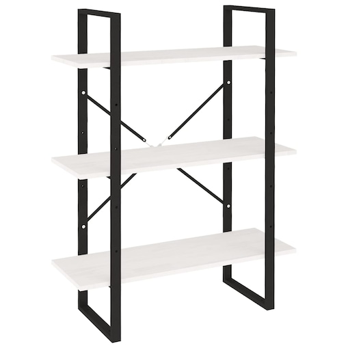 vidaXL 3-poziomowy regał na książki, biały, 80x30x105 cm, lita sosna