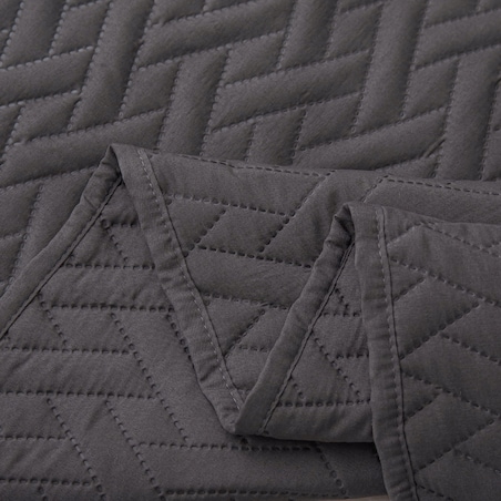 Narzuta na Łóżko 240 x 220 Pikowana Dash Grafitowa Dwustronna Jednokolorowa