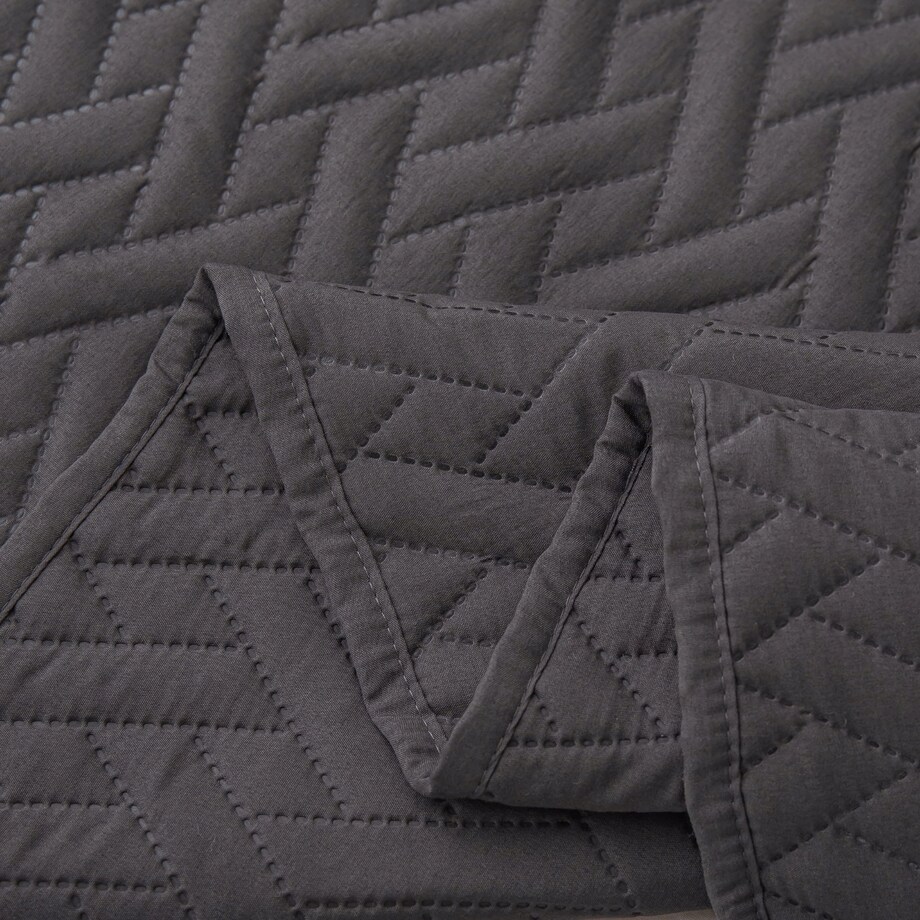 Narzuta na Łóżko 240 x 220 Pikowana Dash Grafitowa Dwustronna Jednokolorowa
