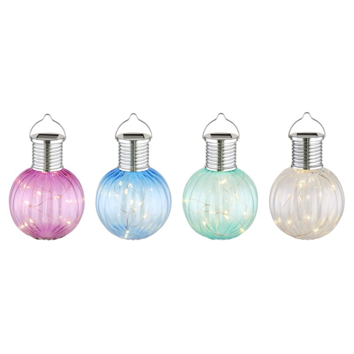 Zestaw 12 lamp solarnych LED Globo 36135-12 wiszące ogrodowe IP44 srebrne ciepłe światło 3000K