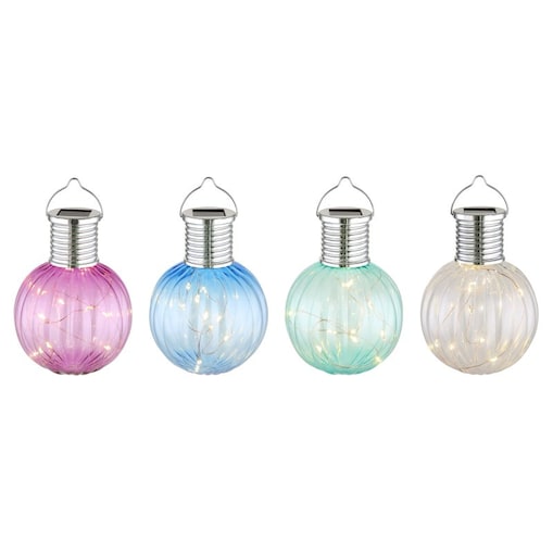 Zestaw 12 lamp solarnych LED Globo 36135-12 wiszące ogrodowe IP44 srebrne ciepłe światło 3000K