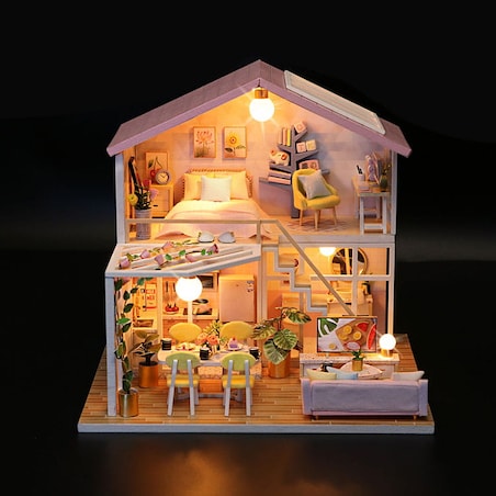 Miniaturowy domek - Śniadanie pod pergolą