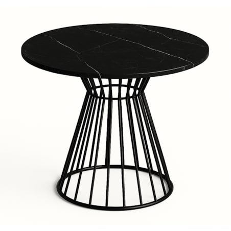 Okrągły stół Reo do salonu z metalową podstawą, blat 75 cm- ciemny marmur