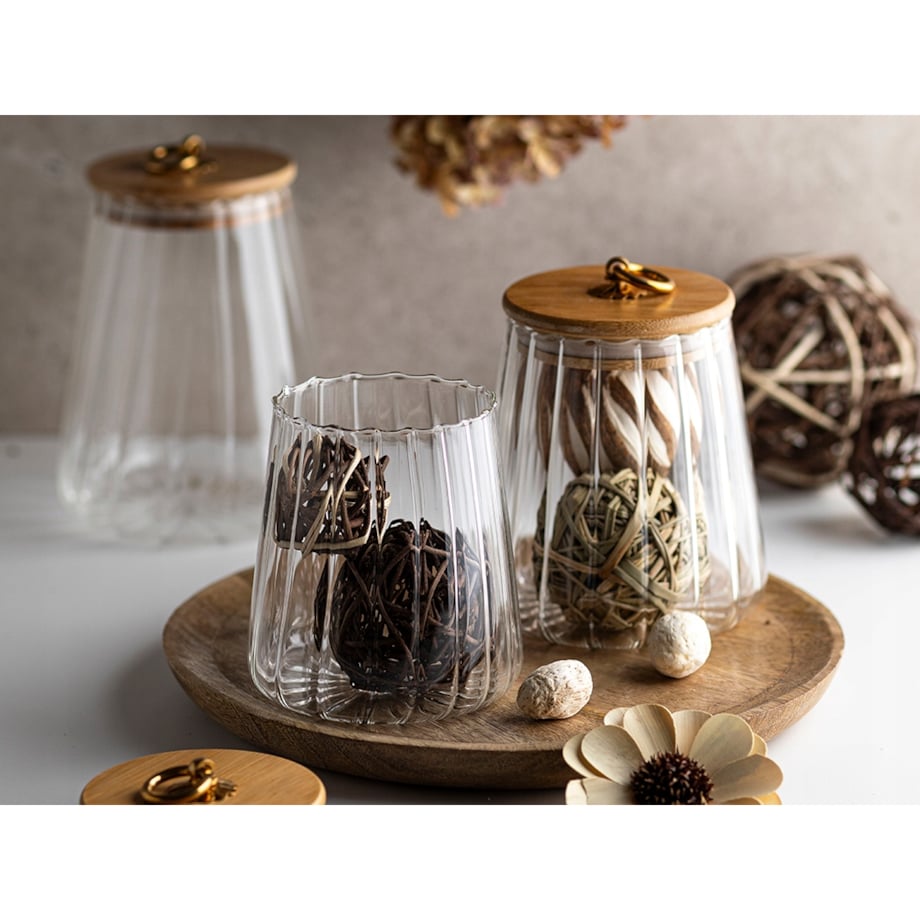 POJEMNIK SZKLANY kuchenny 750 ml ozdobny na jedzenie cukier sól herbatę