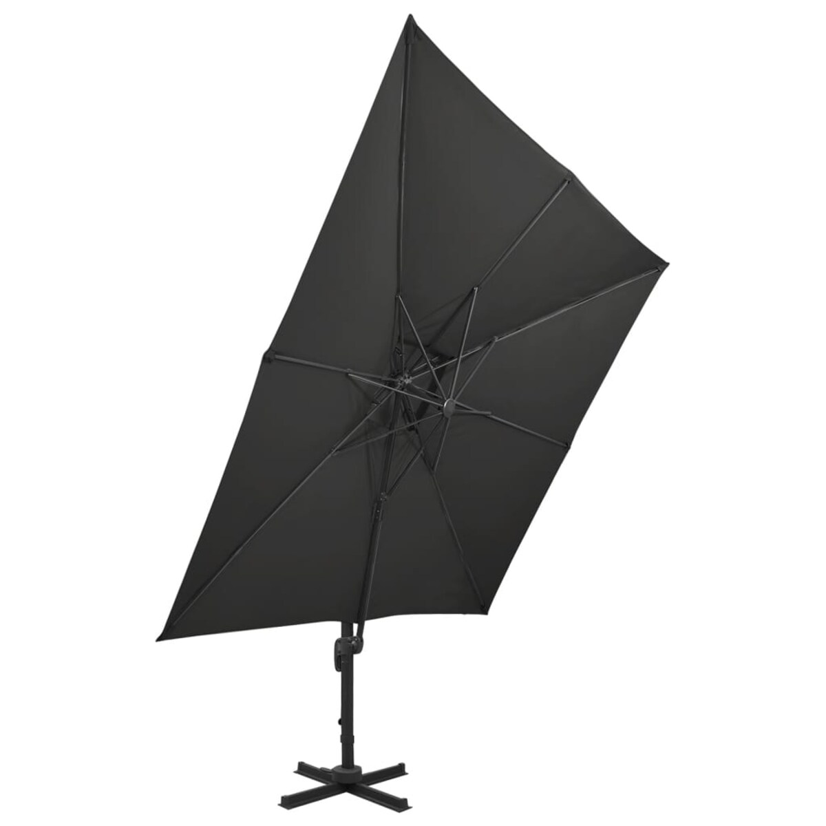 vidaXL Parasol wiszący z podwójną czaszą, 300x300 cm, czarny