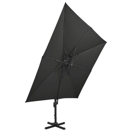 vidaXL Parasol wiszący z podwójną czaszą, 300x300 cm, czarny