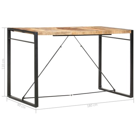 vidaXL Stolik barowy, 180x90x110 cm, lite drewno mango