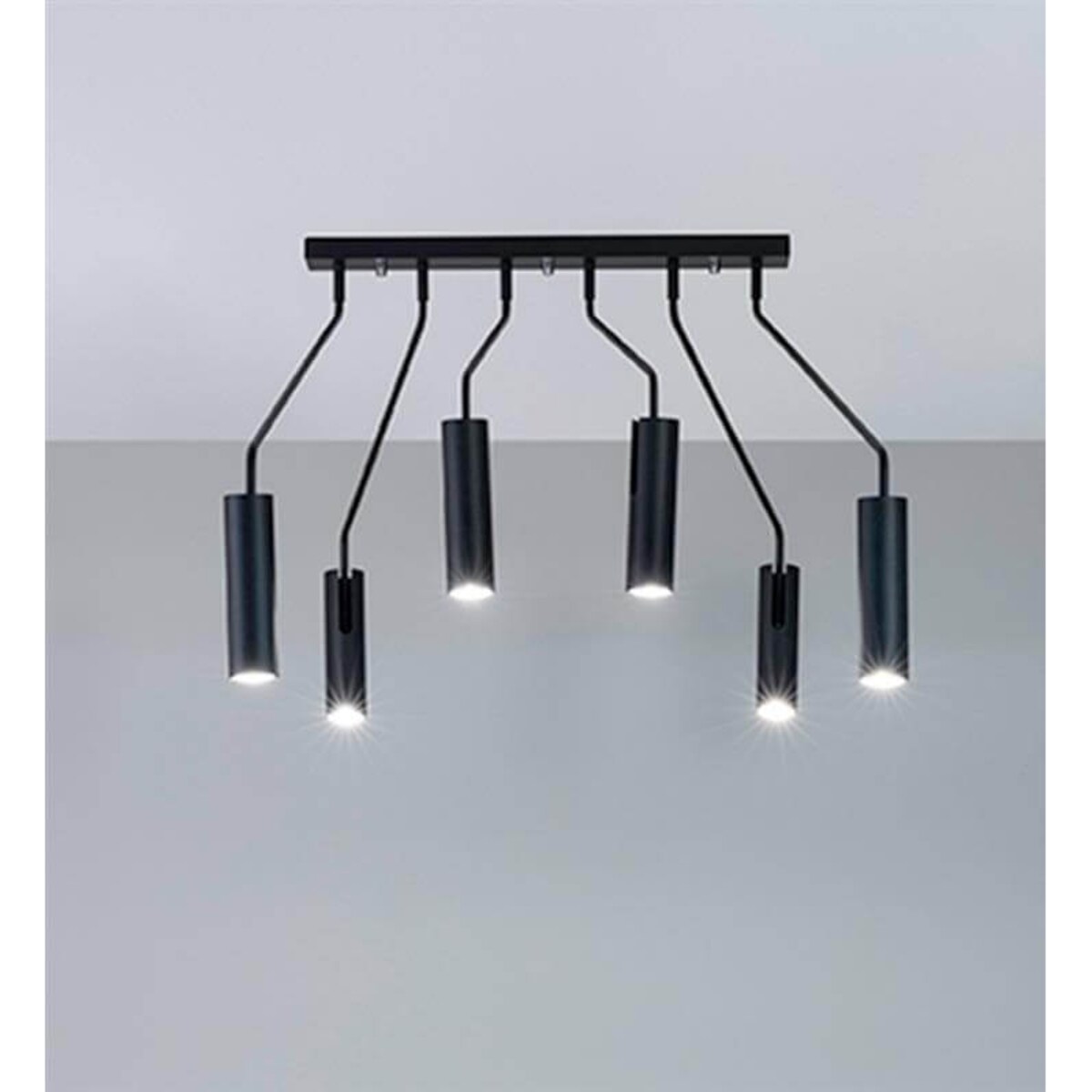 Lampa sufitowa 6-punktowa Ramus na wysięgnikach czarna