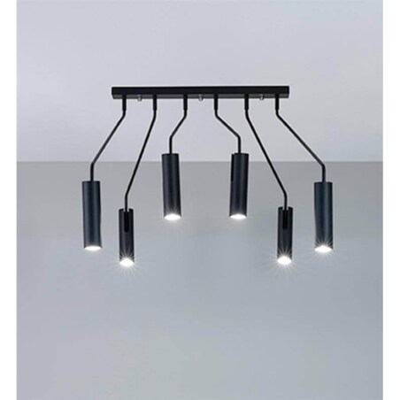 Lampa sufitowa 6-punktowa Ramus na wysięgnikach czarna