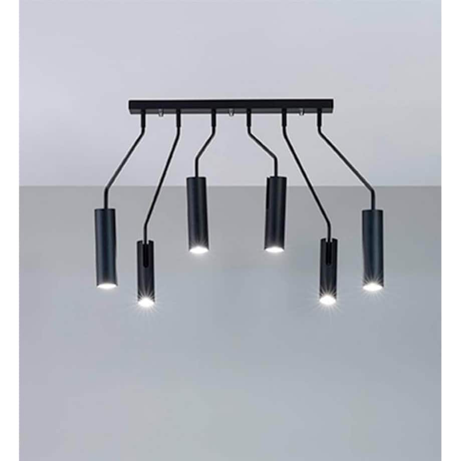 Lampa sufitowa 6-punktowa Ramus na wysięgnikach czarna
