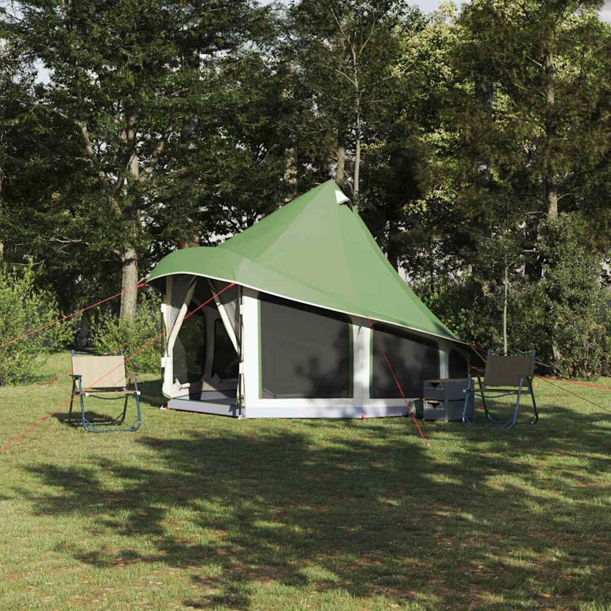vidaXL Rodzinny namiot tipi z dachem Zielony 404 x 370 x 270 cm